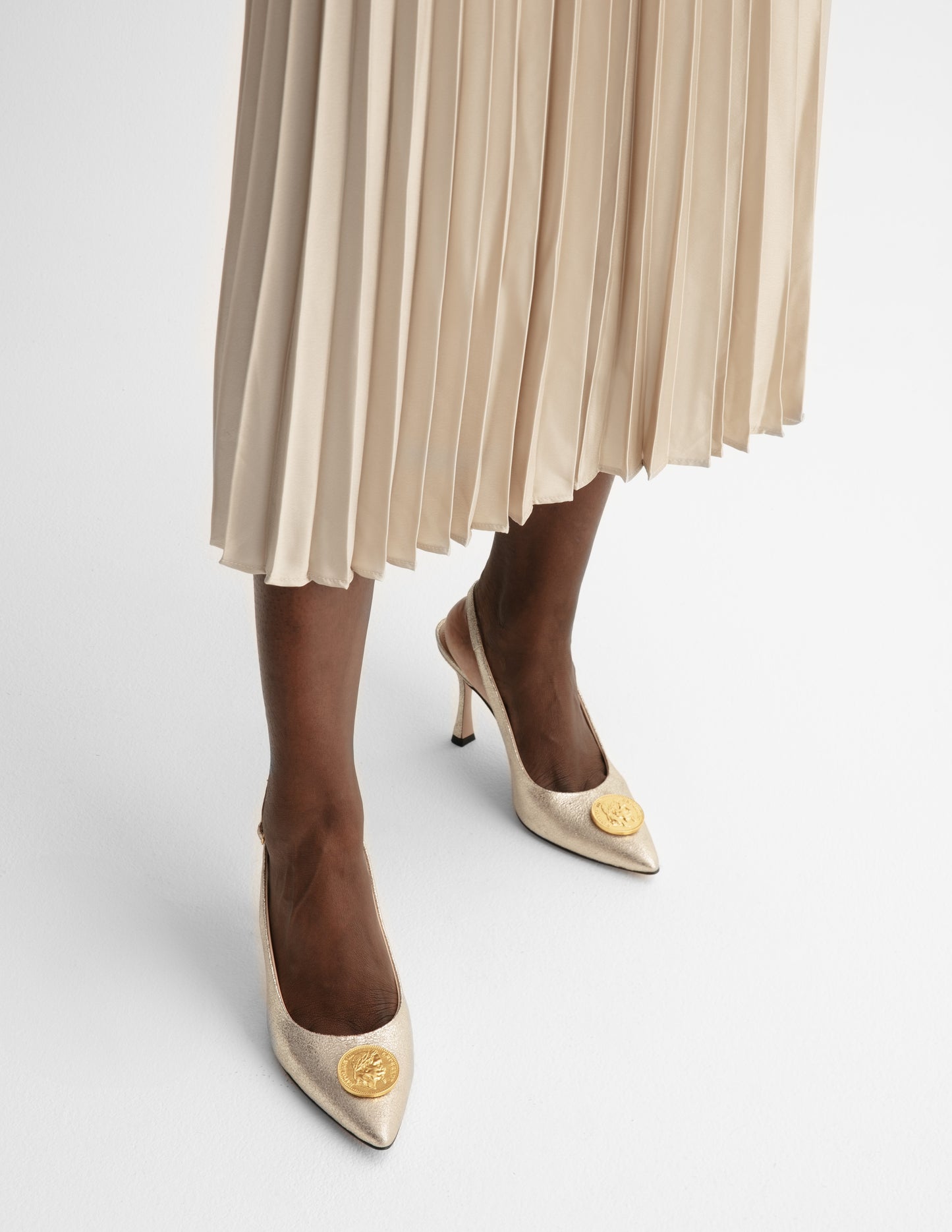 Escarpins Slingback Doré Impératrice - Ornée D’or 24 Carats